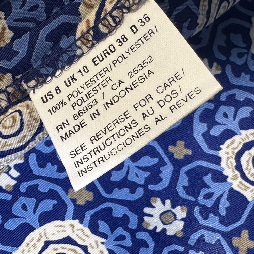 Leslie Fay 2 Piece Skirt Suit Size 8 Retro Pleated Midi Blue Aztec Vintage 80s - Picture 10 of 13